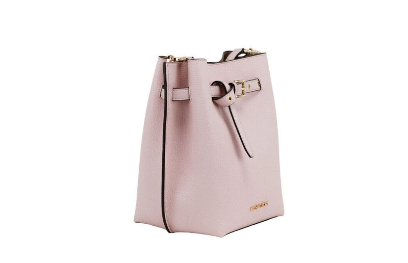 Michael Kors Emilia Small Powder Blush Pebble Leather Bucket Messenger Handbag