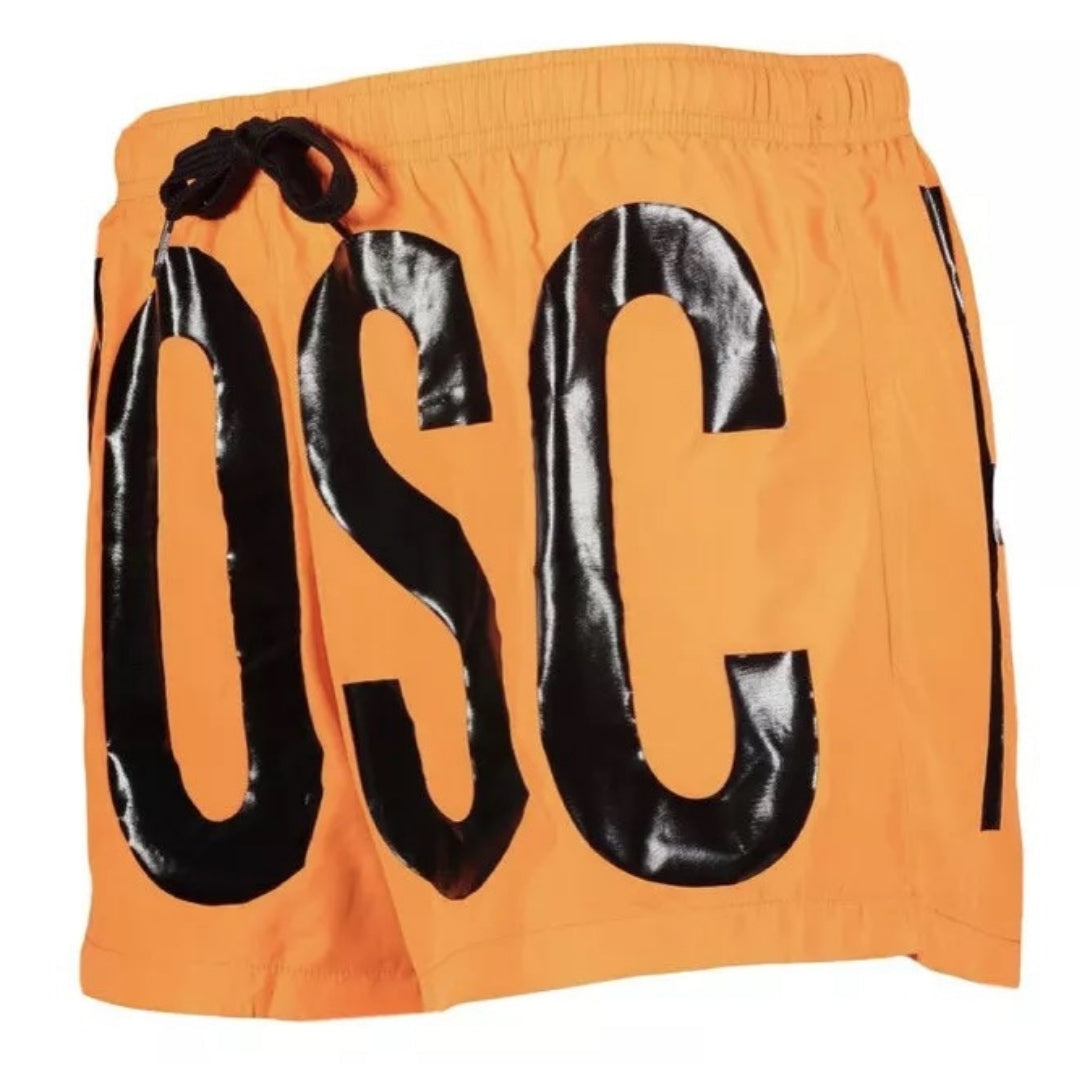 Moschino Brand Print Logo Light Orange Short Swim Shorts M