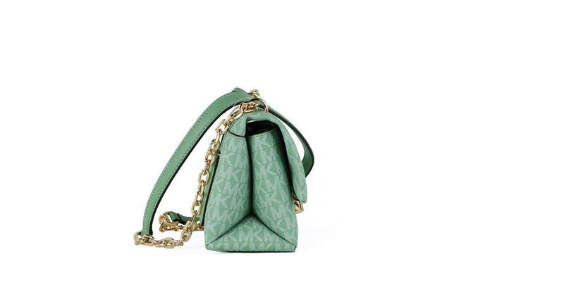 Michael Kors Cece Small Sea Green Signature PVC Convertible Flap Crossbody Bag