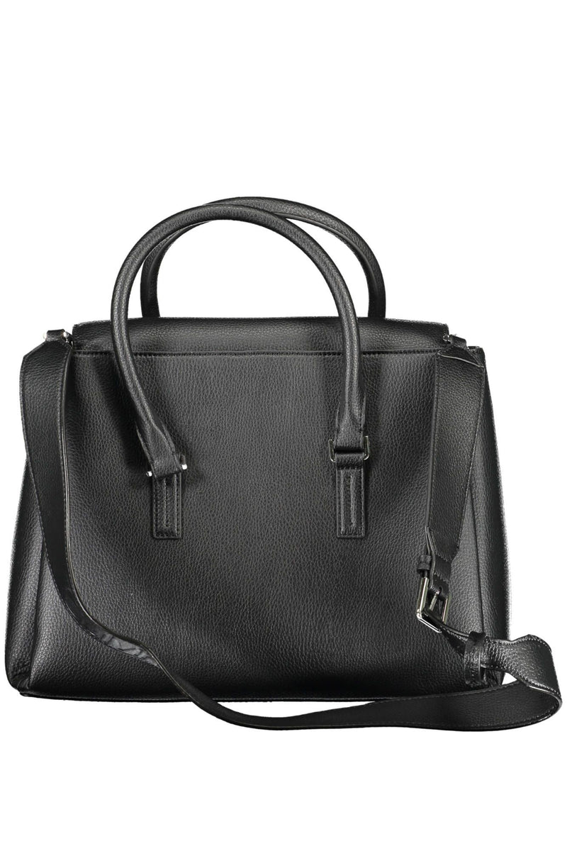 Calvin Klein Sleek Black Eco-Conscious Handbag with Logo Design