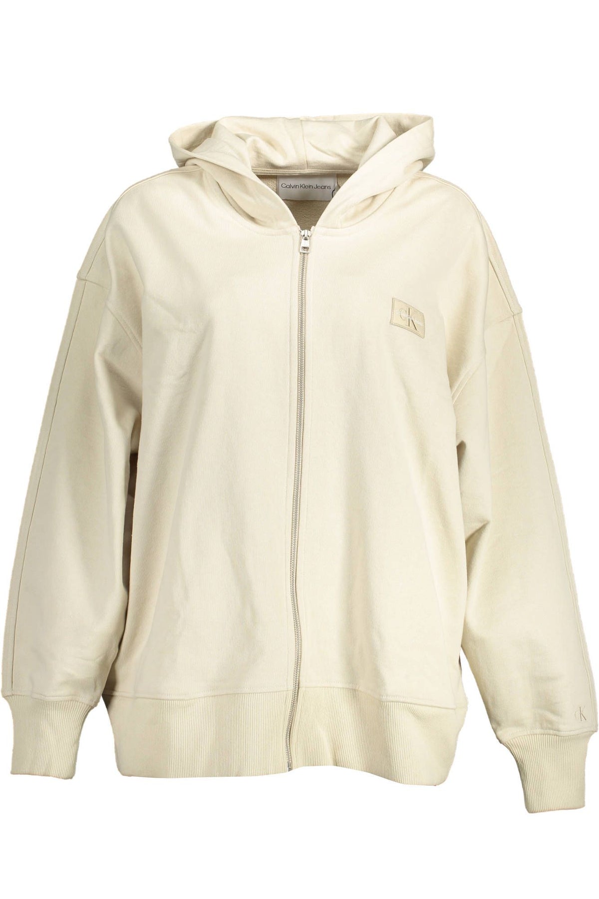 Calvin Klein Chic Beige Embroidered Zip Hoodie