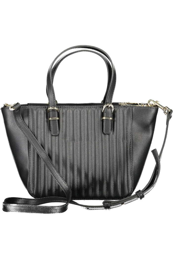 Tommy Hilfiger Chic Black Polyurethane Handbag with Contrasting Details