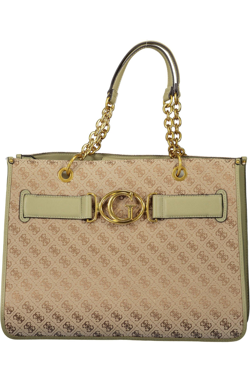 Guess Jeans Elegant Green Polyester Handbag with Logo Detail