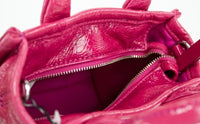 Marc Jacobs The Shiny Crinkle Micro Tote Magenta Leather Crossbody Bag Handbag