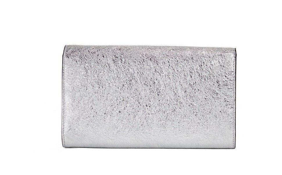 Versace Small Metallic Silver Lamb Leather Medusa Clutch Crossbody Wallet Bag