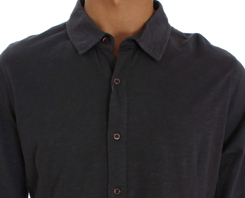 Alpha Massimo Rebecchi Sleek Gray Casual Cotton Shirt