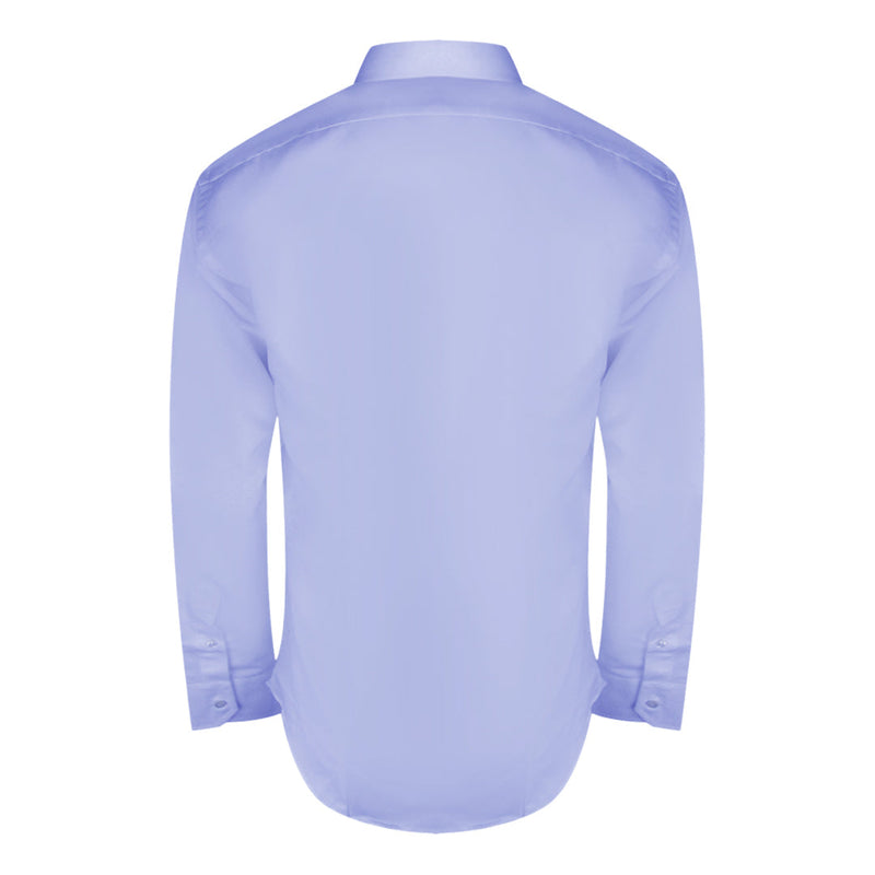 Aquascutum Plain Branded Logo Long Sleeve Blue Shirt