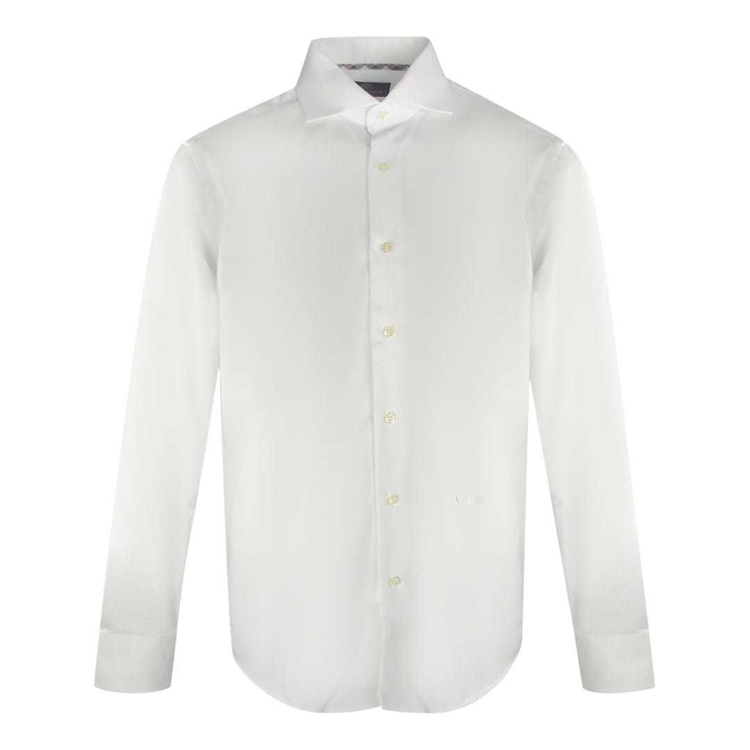 Aquascutum Branded Plain Long Sleeve White Shirt