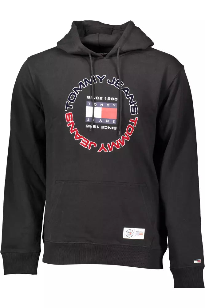 Tommy Hilfiger Elegant Black Cotton Hoodie with Embroidered Detail