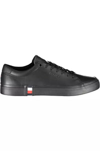 Tommy Hilfiger Black Leather Men Sneaker