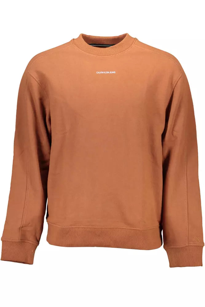 Calvin Klein Sleek Cotton Logo Sweatshirt in Brown