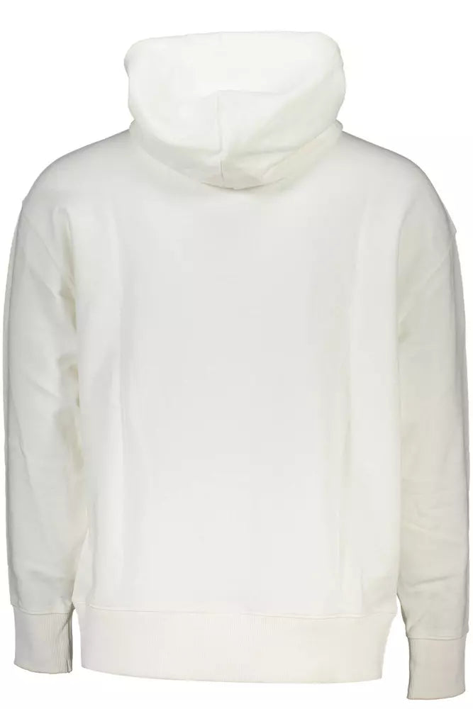 Tommy Hilfiger Sleek White Hooded Sweatshirt with Central Pocket