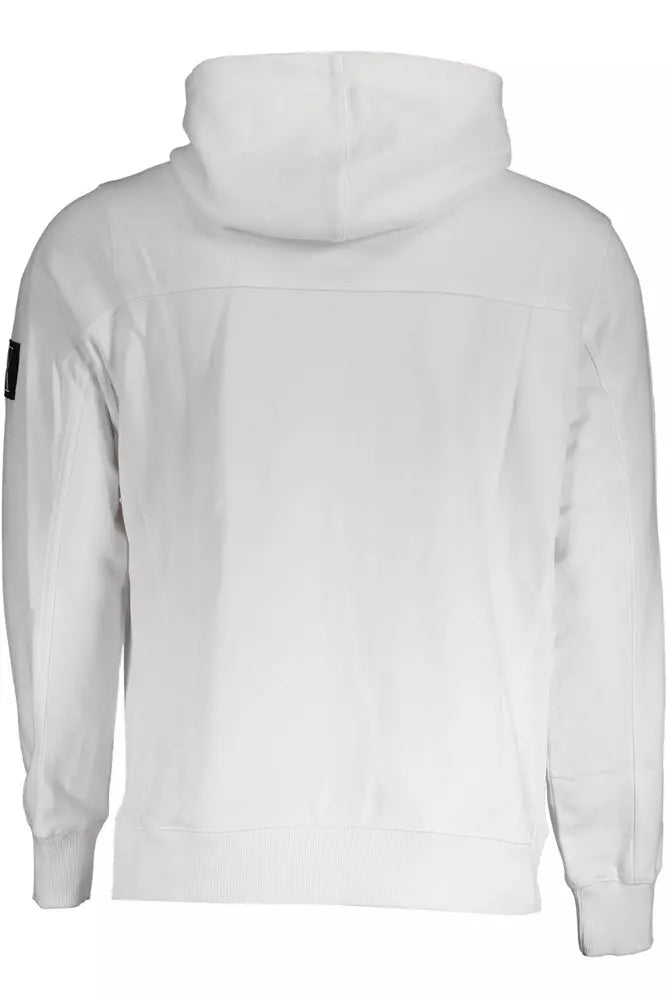 Calvin Klein Sleek White Hooded Sweatshirt with Logo Detail