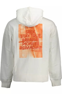 Calvin Klein Chic White Cotton Hooded Sweatshirt with Logo Detail