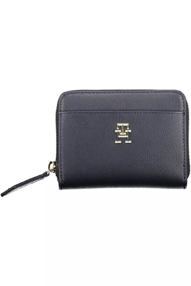 Tommy Hilfiger Elegant Blue Zip Wallet with Contrasting Details