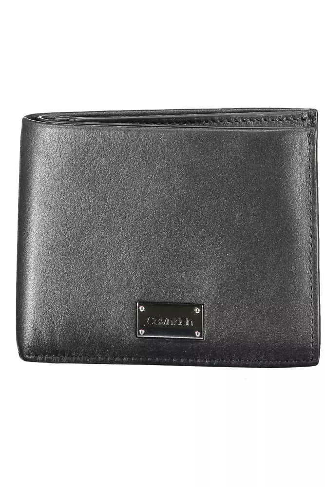 Calvin Klein Sleek Black Leather Dual-Compartment Wallet