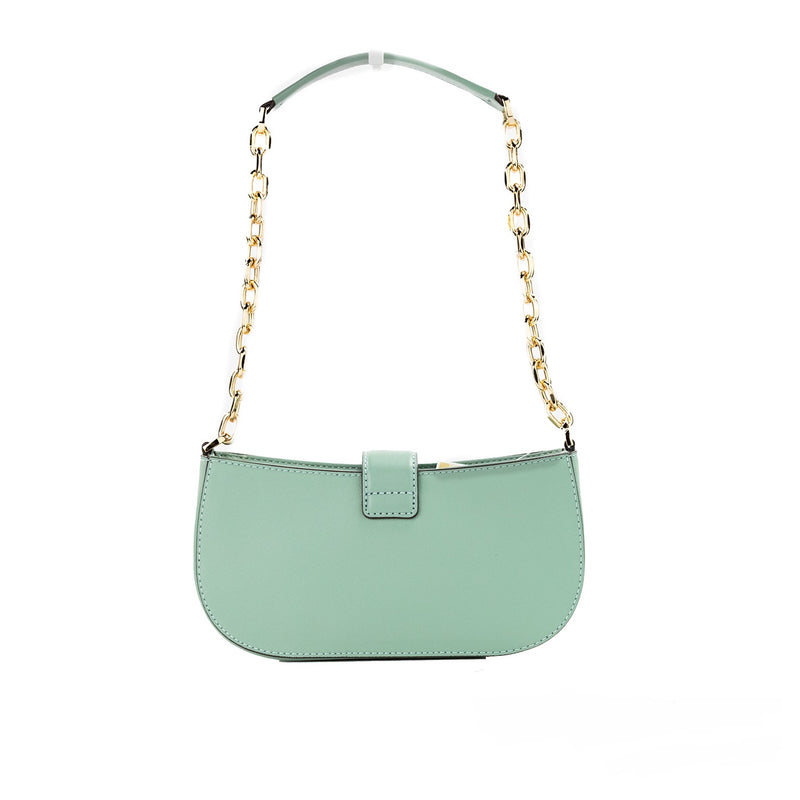 Michael Kors Carmen Small Sea Green Leather Pouchette Shoulder Crossbody Purse