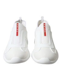 Prada Elevate Your Style with Sleek White Knit Sneakers