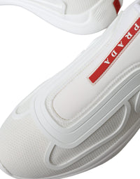 Prada Elevate Your Style with Sleek White Knit Sneakers