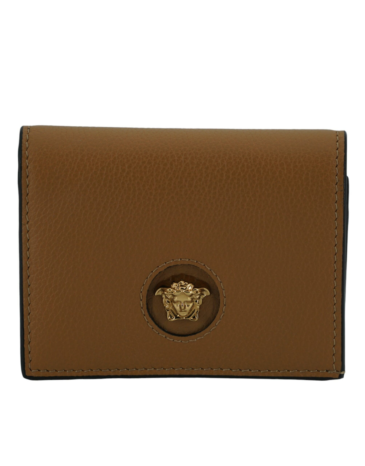 Versace Elegant Compact Leather Wallet in Brown