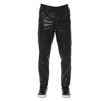 Trussardi Sleek Black Leather Trousers for Men