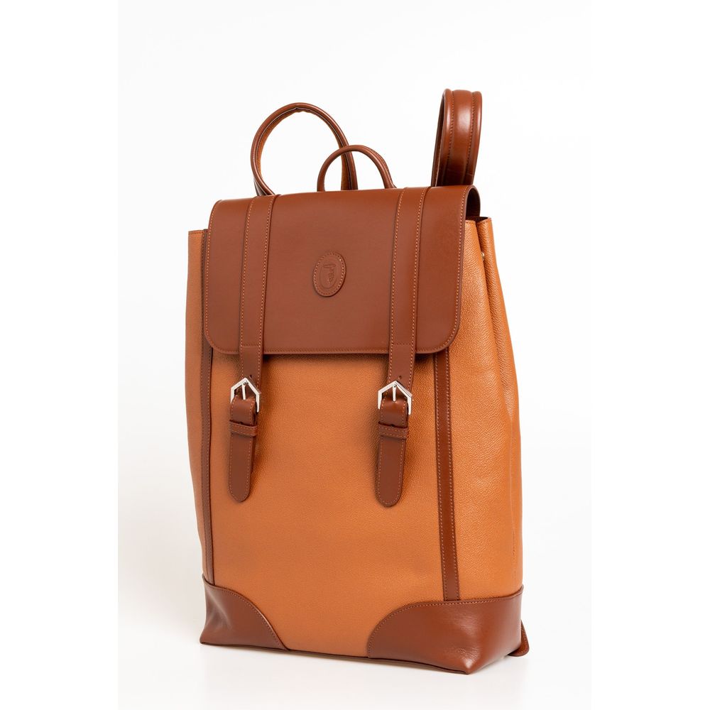 Trussardi Elegant Brown Leather Backpack for Men