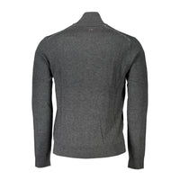 Napapijri Chic Gray Half-Zip Embroidered Sweater