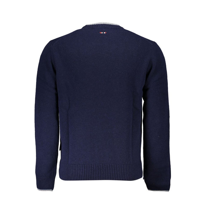 Napapijri Sleek Blue Crew Neck Embroidered Sweater