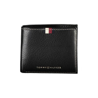 Tommy Hilfiger Elegant Black Leather Wallet with Contrast Stitching