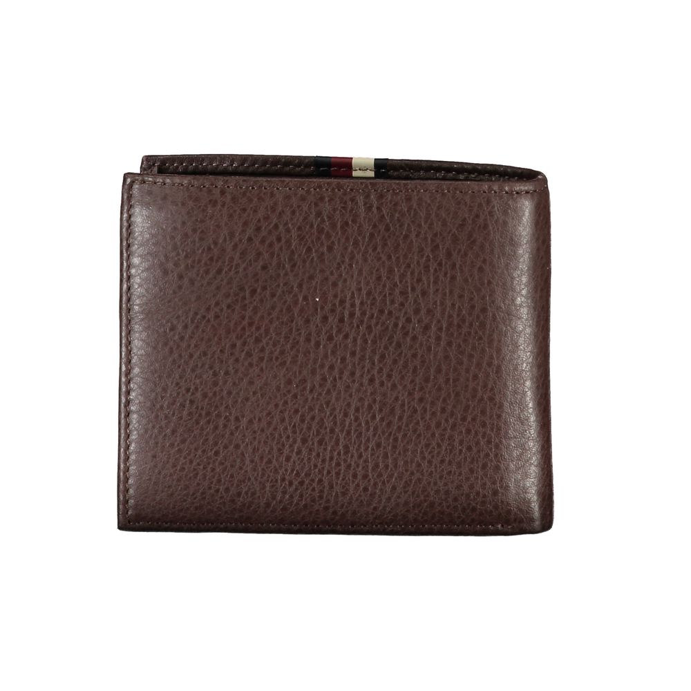 Tommy Hilfiger Elegant Brown Leather Wallet with Modern Contrast