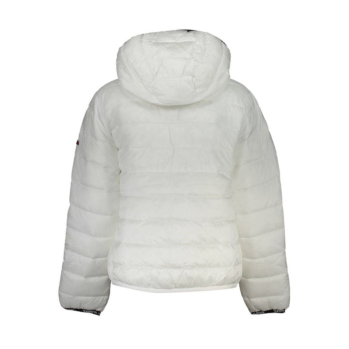 Tommy Hilfiger Elegant White Hooded Jacket with Contrast Details