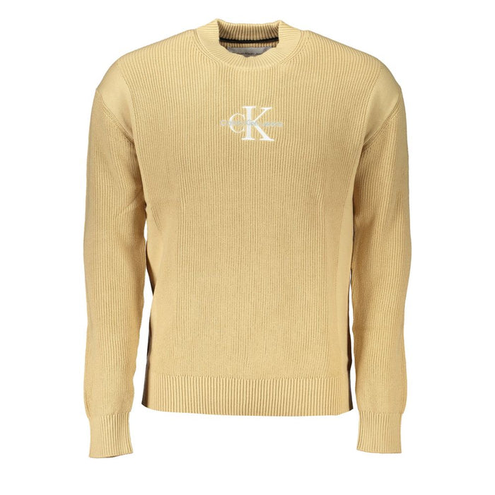 Calvin Klein Chic Beige Crew Neck Cotton Sweater