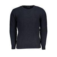 U.S. Grand Polo Elegant Crew Neck Twisted Blue Sweater