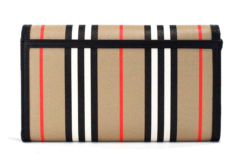 Burberry Hannah Icon Stripe Archive Black E-Canvas Leather Wallet Crossbody Bag