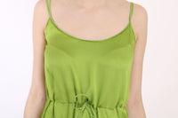 Dsquared² Green Spaghetti Strap Long A-line Pleated Dress