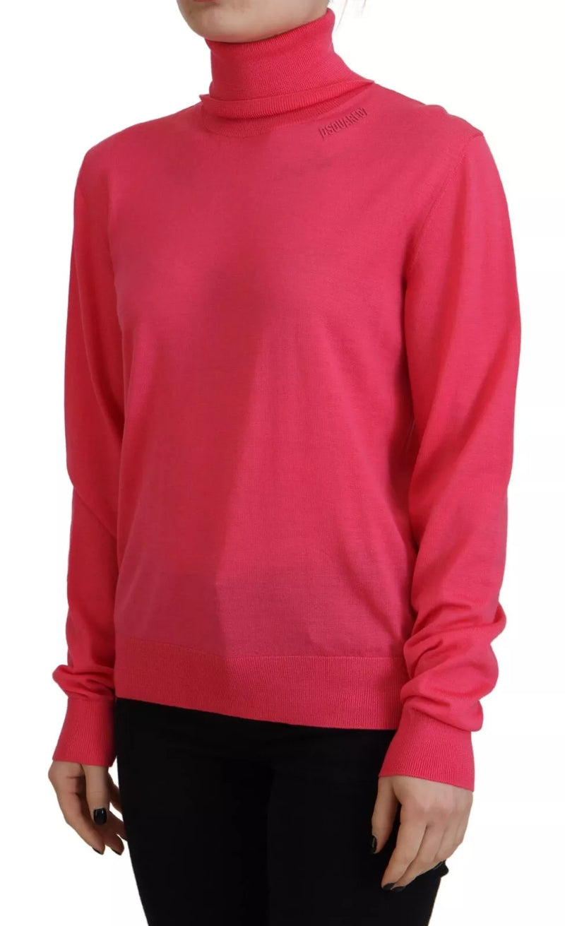 Dsquared² Pink Solid Long Sleeve Turtle Neck Casual Sweater