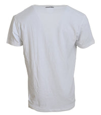 Dsquared² White Cotton Linen Short Sleeves V-neck T-shirt