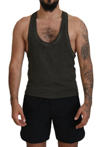 Dsquared² Gray Cotton Linen Sleeveless Tank T-shirt