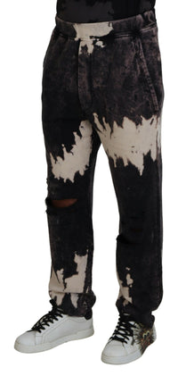 Dsquared² Gray Washed Tie Dye Tattered Men Pants