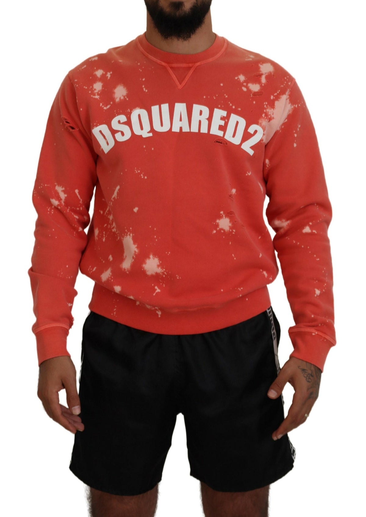 Dsquared² Orange Printed Long Sleeves Pullover Sweater