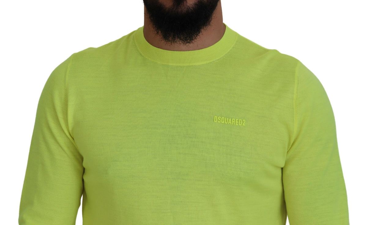 Dsquared² Yellow Green Long Sleeves Men Pullover Sweater