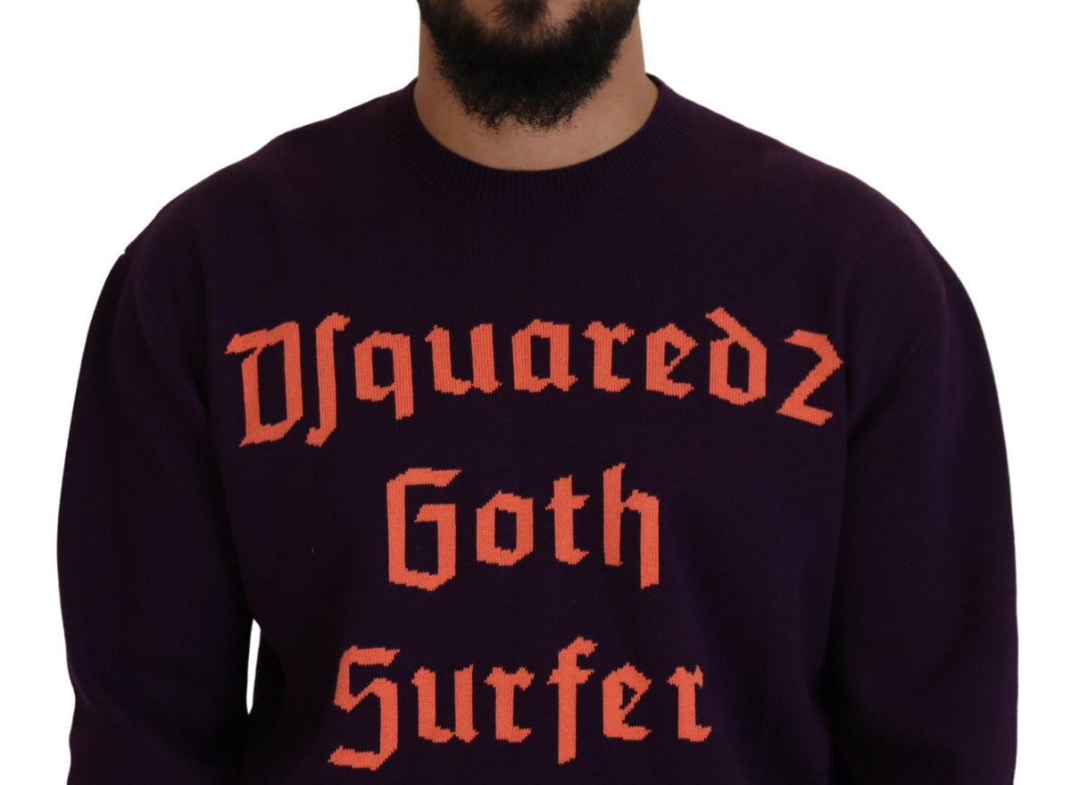 Dsquared² Purple Cotton Printed Men Pullover Sweater