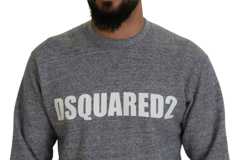 Dsquared² Gray Crystal Embellishment Men Pullover Sweater