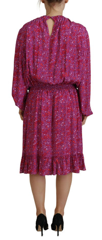 Dsquared² Fuchsia Stars Embellished Long Sleeves Dress