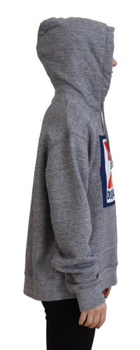 Dsquared² Gray Logo Print Cotton Hoodie Sweatshirt Sweater