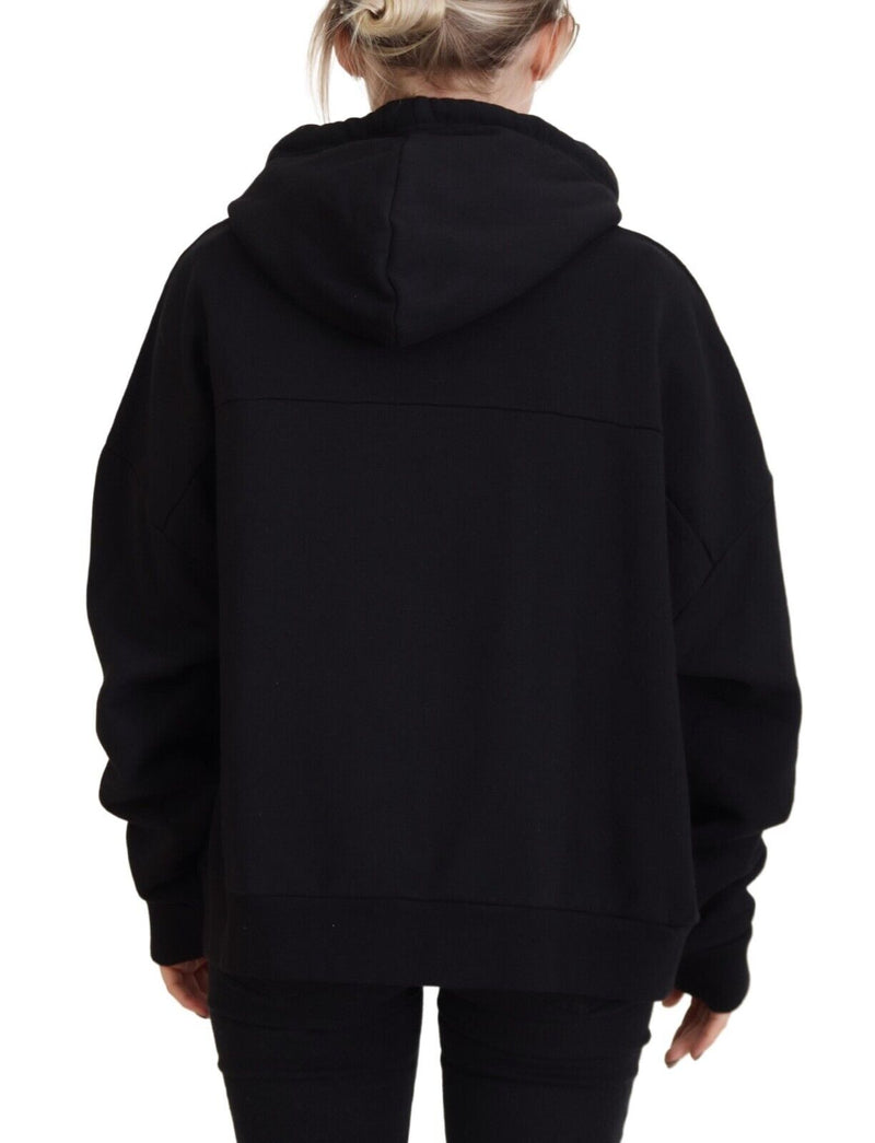 Dsquared² Black Logo Patch Cotton Hoodie Sweatshirt Sweater