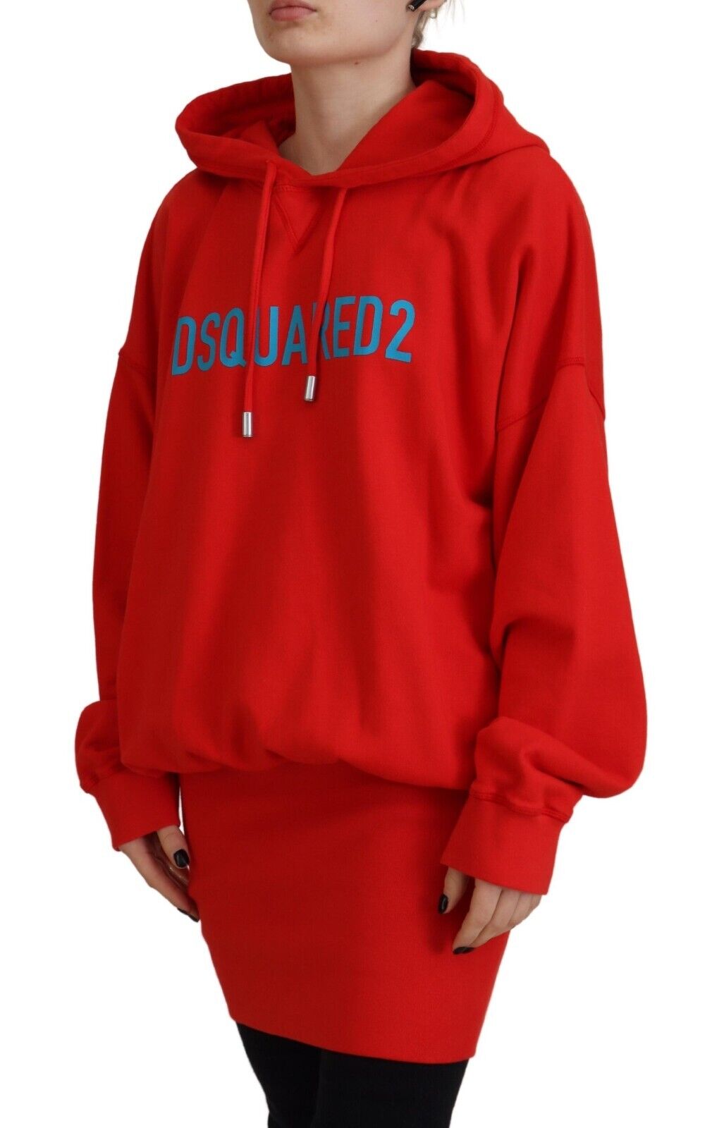 Dsquared² Red Logo Print Cotton Hoodie Sweatshirt Sweater