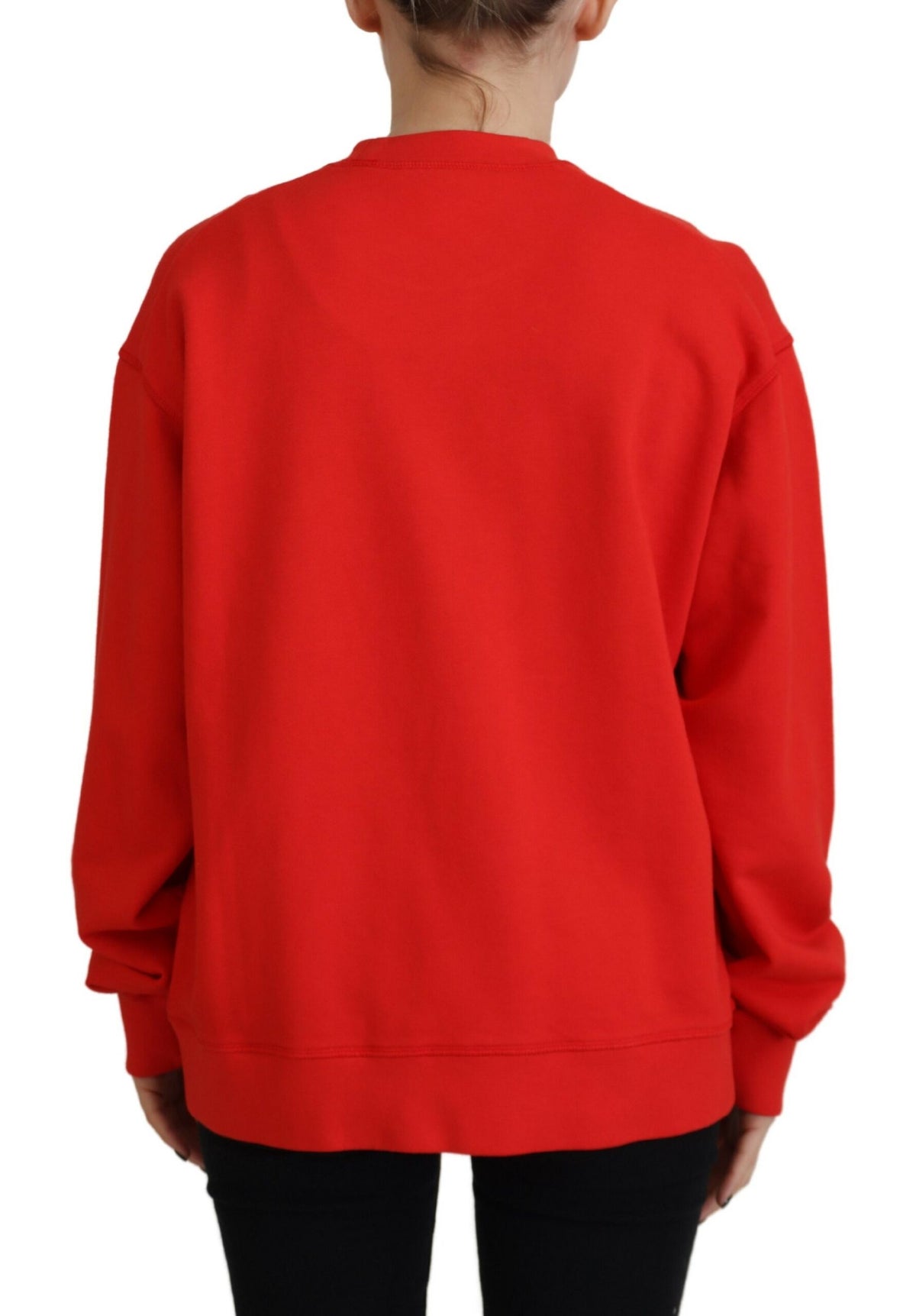 Dsquared² Red Cotton Printed Crew Neck Long Sleeve Sweater