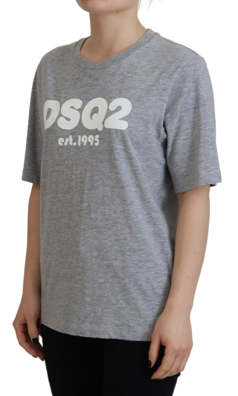 Dsquared² Gray Logo Cotton Crewneck Short Sleeve Tee T-shirt