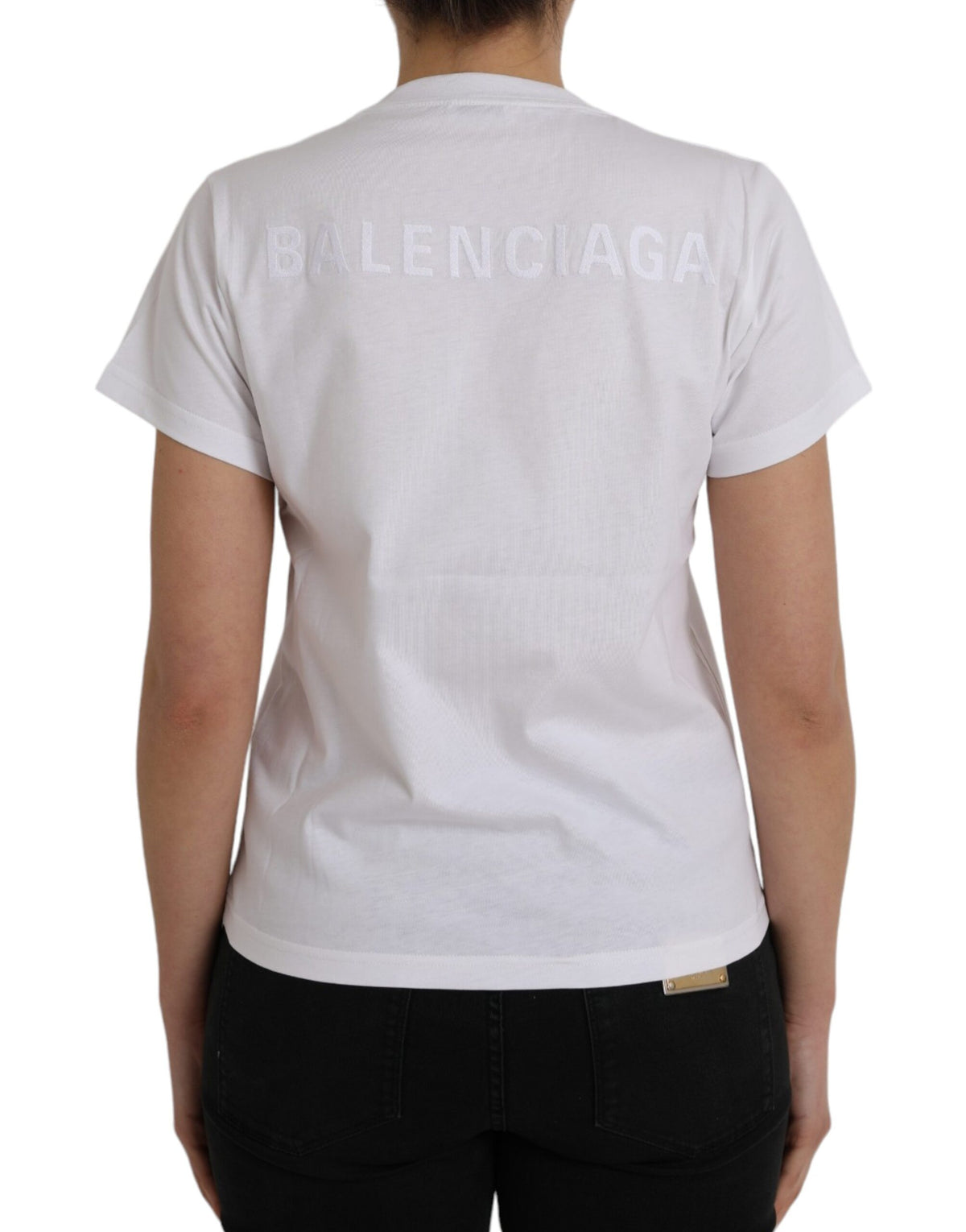 Balenciaga White Cotton Crew Neck Short Sleeves Tee T-shirt